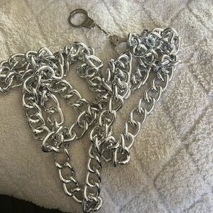 Silver chain necklace with handcuffs